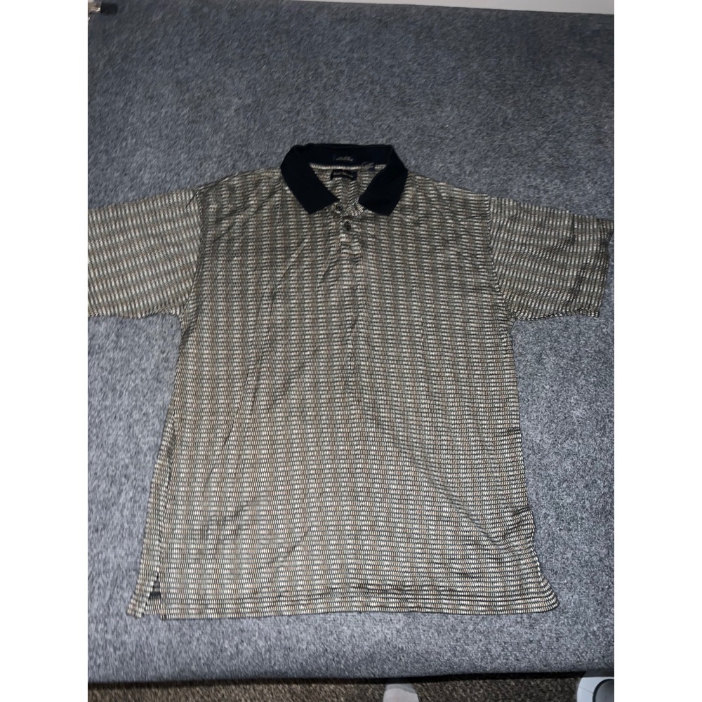 Marc Edwards Mens XL Polo Shirt Black Tan Mercerized Cotton Short Sleeve